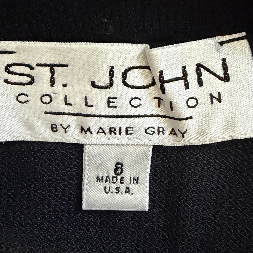 St. John Pleated Hem Santana Knit Skirt Womens Size 8 Black Timeless Luxury Chic - Picture 4 of 9